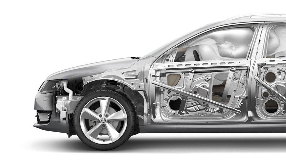 A left side car skeleton view of car, showing the parts within.