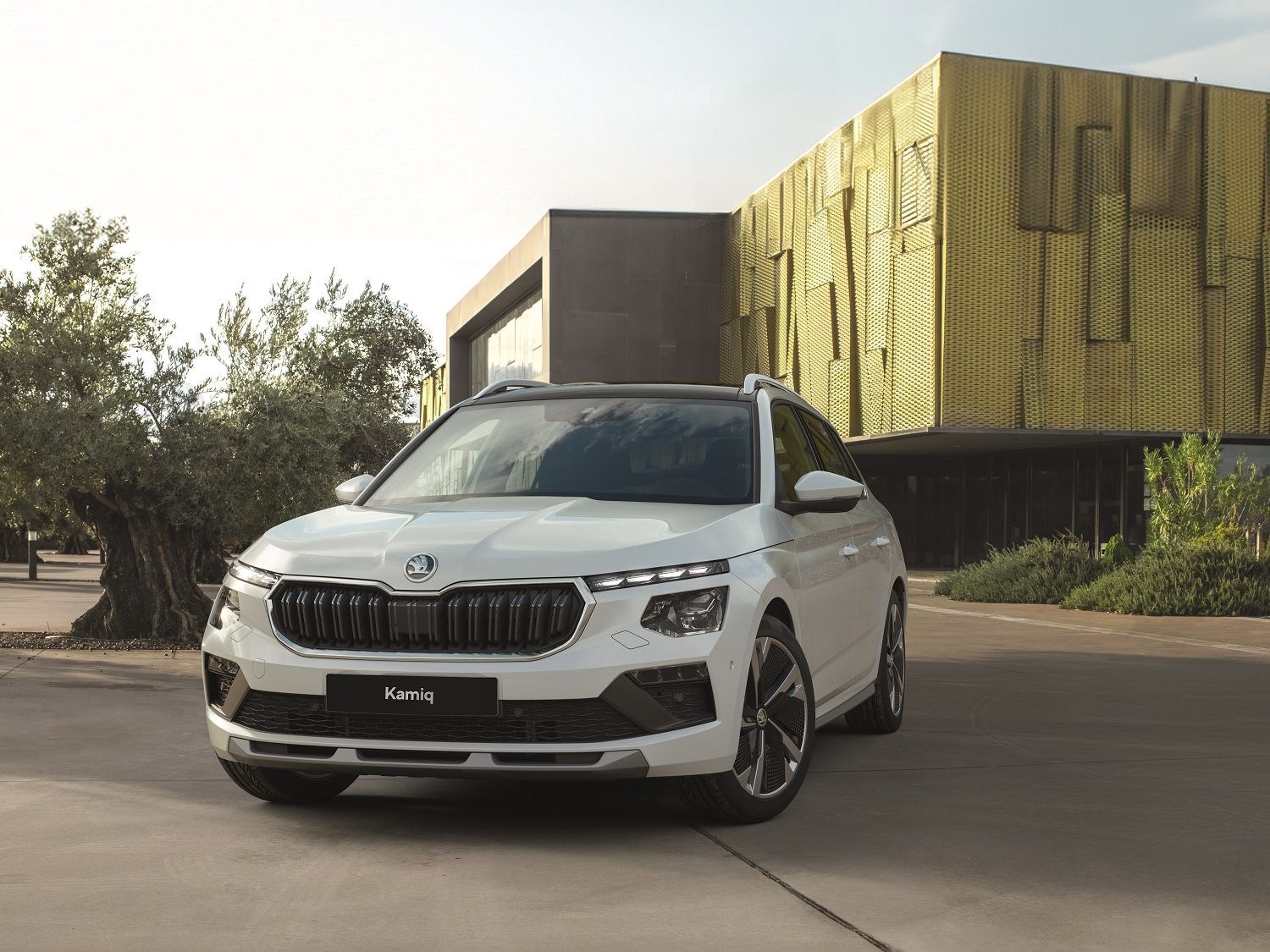 A white Skoda Kamiq 