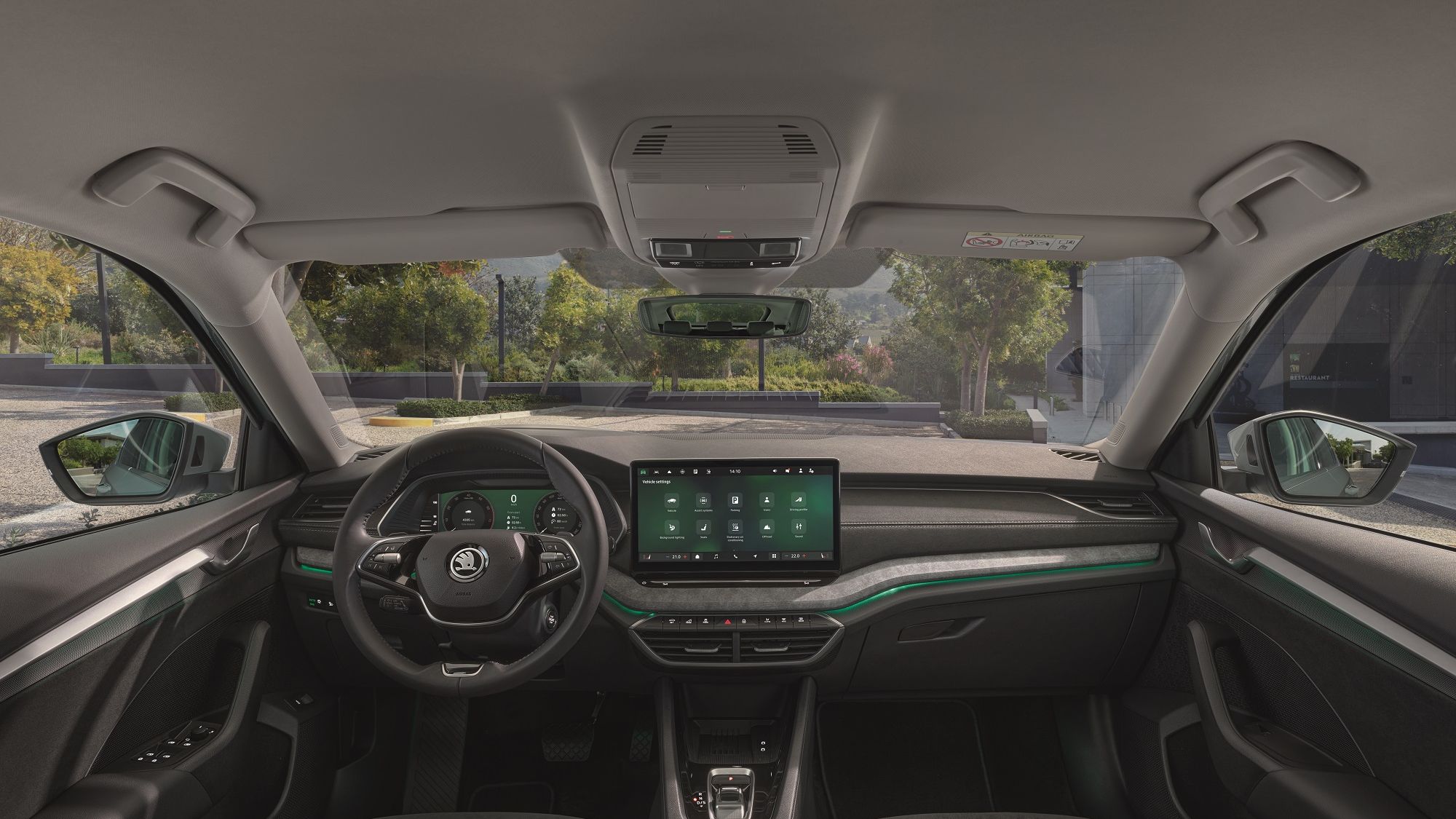 Skoda Octavia interior with green light