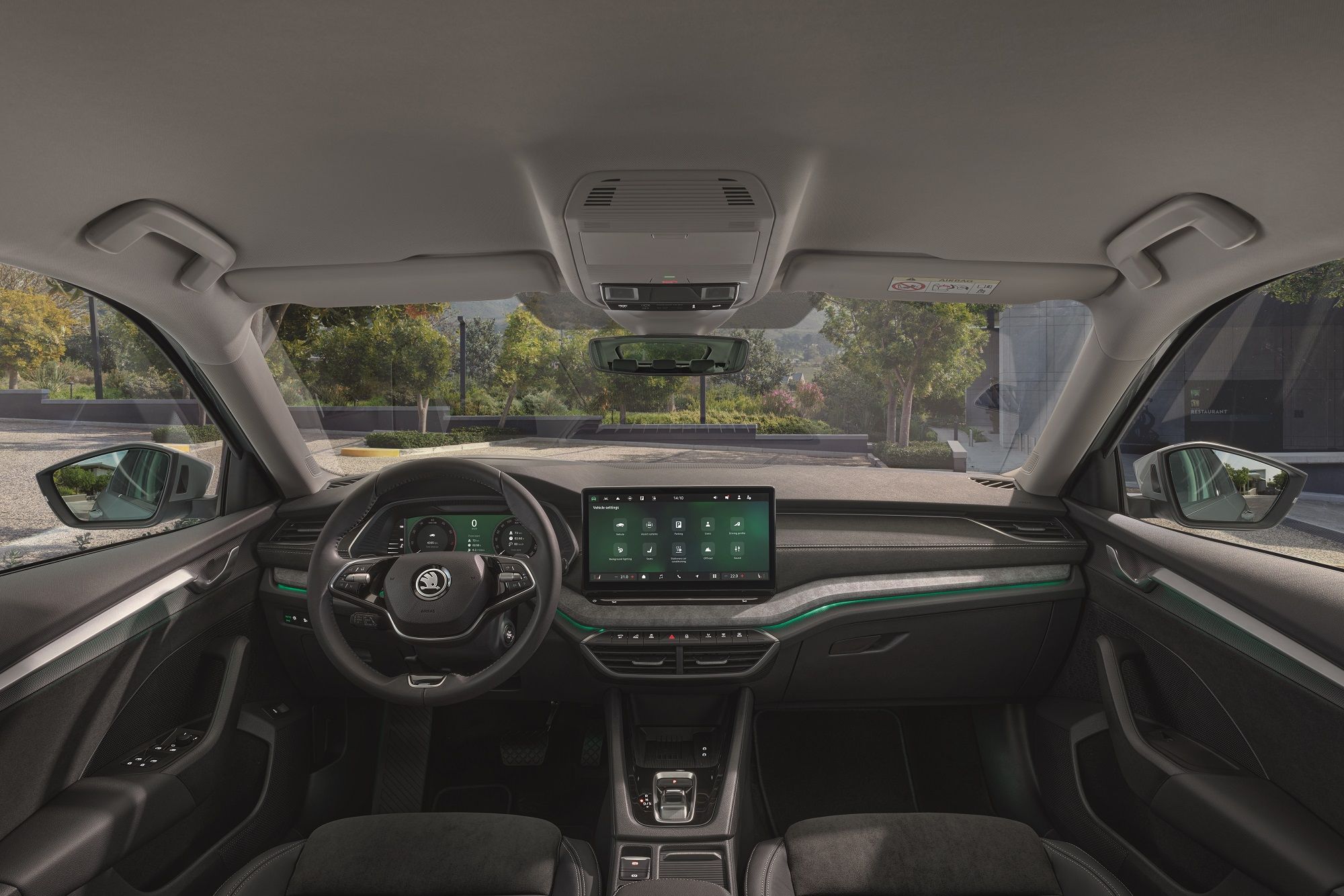 Skoda Octavia interior with green light