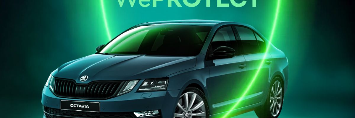 Skoda Octavia with green WeProtect shield